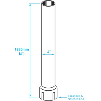 Exhaust Chrome Stack / Straight / Expanded Notched End / 4" x 72"